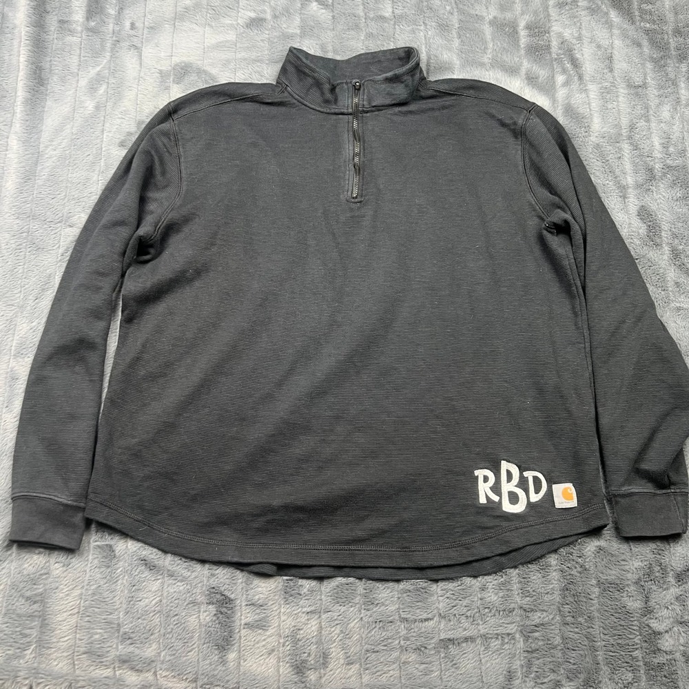 Carhartt Mens Relaxed Fit Quarter Zip Pullover Black Waffle Knit XL 100110 RBD